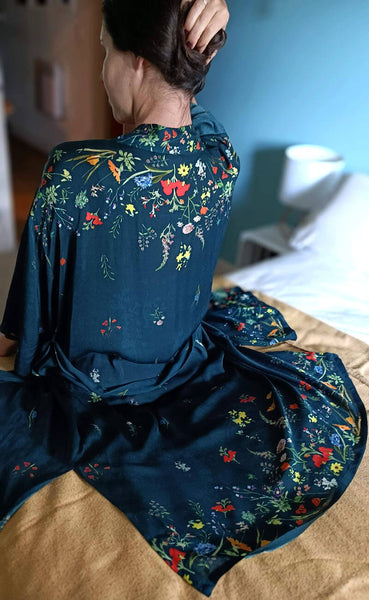 Midnight Wildflower Long Kimono