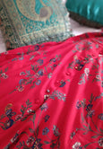 Flamenco Red Floral Babydoll Dress