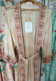 Cream Rose Tie dye Embroidered Kimono Dressing Gown
