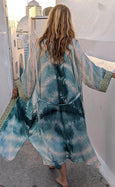 Cenote Tie dye Embroidered Kimono Dressing Gown