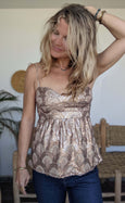 Corset Party Top - Antique Rose Sequin