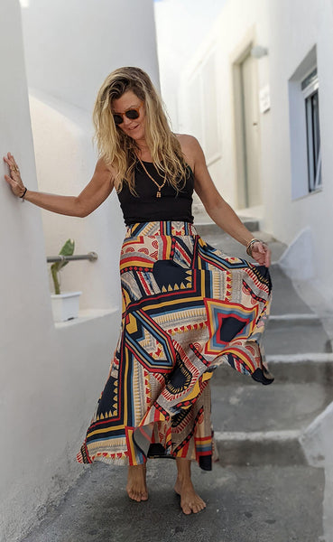 Bamboo Split Maxi Skirt Festival Chief Bamboo Silk Wrap Skirt