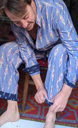 Dusk Blue Organic Cotton Ikat Shirt & Pj Set