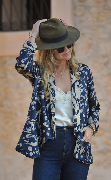 'Brass & Sapphire Feline' Oversized Blazer -Leopard Print Jacket -Reversible