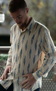 Mens Funky Tailored Shirt - Ikat Clotted Cream
