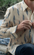 Mens Funky Tailored Shirt - Ikat Clotted Cream