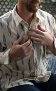 Mens Funky Tailored Shirt - Ikat Clotted Cream