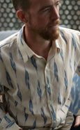 Mens Funky Tailored Shirt - Ikat Clotted Cream