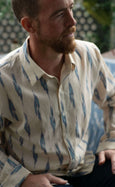 Mens Funky Tailored Shirt - Ikat Clotted Cream