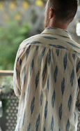 Mens Funky Tailored Shirt - Ikat Clotted Cream