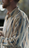 Mens Funky Tailored Shirt - Ikat Clotted Cream