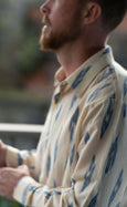 Mens Funky Tailored Shirt - Ikat Clotted Cream