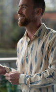 Mens Funky Tailored Shirt - Ikat Clotted Cream