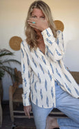 Clotted Cream Ikat Shirt Blouse