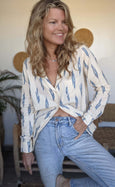 Clotted Cream Ikat Shirt Blouse