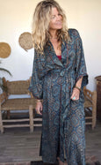 Ladies Kimono Robe - Blue Batik