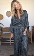 Ladies Kimono Robe - Blue Batik