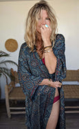 Ladies Kimono Robe - Blue Batik