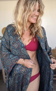 Ladies Kimono Robe - Blue Batik
