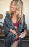 Ladies Kimono Robe - Blue Batik
