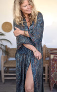 Ladies Kimono Robe - Blue Batik