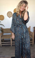Ladies Kimono Robe - Blue Batik