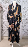 Ladies Kimono Robe - Crane Bird Noir