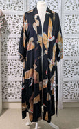 Ladies Kimono Robe - Crane Bird Noir