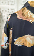 Ladies Kimono Robe - Crane Bird Noir