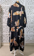 Ladies Kimono Robe - Crane Bird Noir