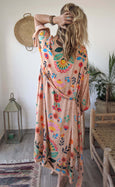Flower Field Bamboo Silk Kimono Dressing Gown