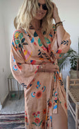 Flower Field Bamboo Silk Kimono Dressing Gown
