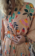 Flower Field Bamboo Silk Kimono Dressing Gown
