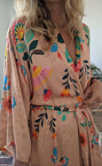 Flower Field Bamboo Silk Kimono Dressing Gown