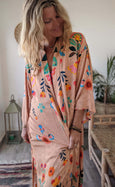 Flower Field Bamboo Silk Kimono Dressing Gown