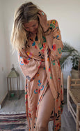 Flower Field Bamboo Silk Kimono Dressing Gown