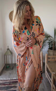 Flower Field Bamboo Silk Kimono Dressing Gown