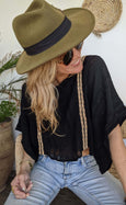 Loose Weave Poncho Top Black
