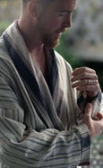 Port Stripe Organic Cotton Reversible Dressing Gown Robe