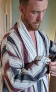 Port Stripe Organic Cotton Reversible Dressing Gown Robe