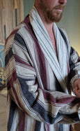 Port Stripe Organic Cotton Reversible Dressing Gown Robe