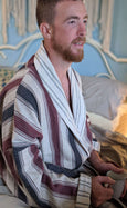 Port Stripe Organic Cotton Reversible Dressing Gown Robe