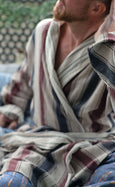 Port Stripe Organic Cotton Reversible Dressing Gown Robe