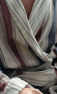 Port Stripe Organic Cotton Reversible Dressing Gown Robe