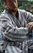 Organic Cotton Reversible Dressing Gown Robe - Blue Aztec
