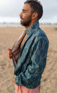 Organic Cotton Reversible Zip Jacket - Teal Shaman Ikat