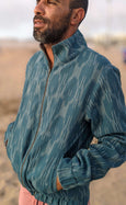 Organic Cotton Reversible Zip Jacket - Teal Shaman Ikat