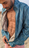 Organic Cotton Reversible Zip Jacket - Teal Shaman Ikat