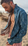 Organic Cotton Reversible Zip Jacket - Teal Shaman Ikat