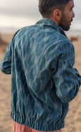 Organic Cotton Reversible Zip Jacket - Teal Shaman Ikat